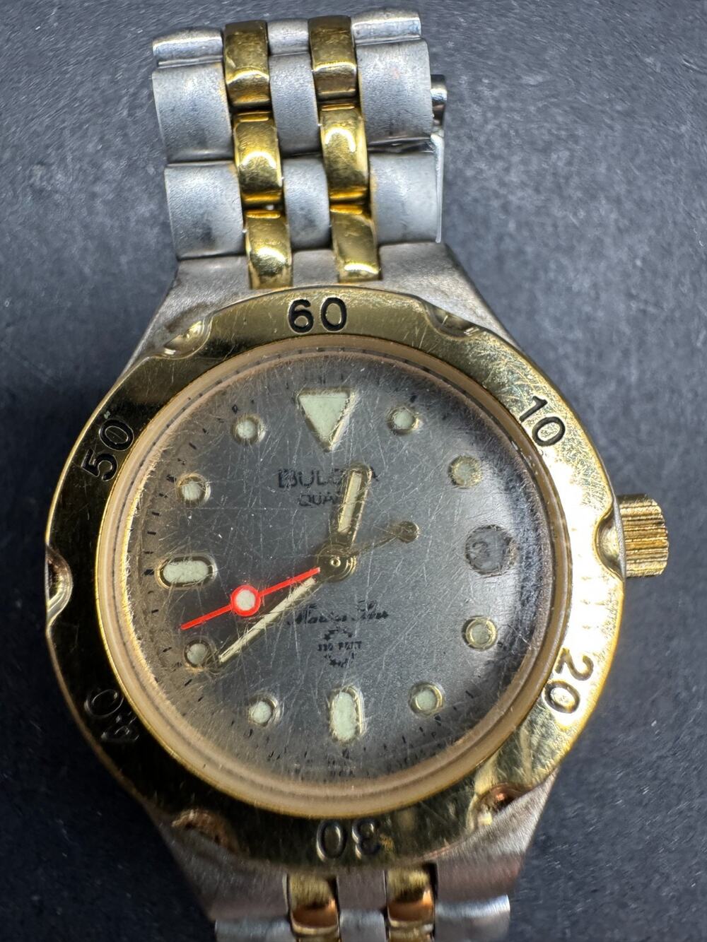 Vintage Bulova Watch Women's Marine Star 100M WR 24mm Two Tone Date Just